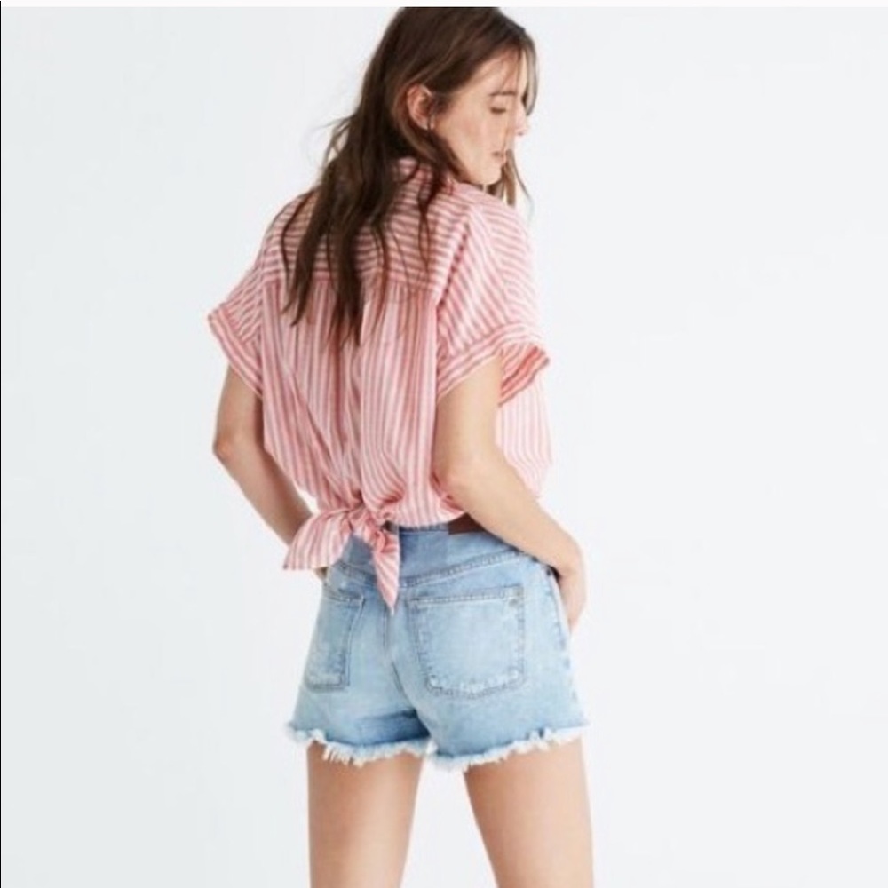 Madewell Pink Rose Stripe Tie Back Central Top XS